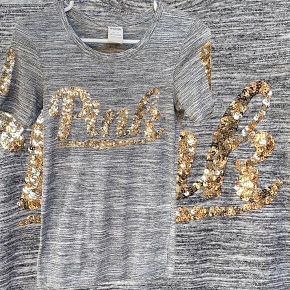 Pink Victoria’s Secret Bling Sequin Tee in wonderful Condition XS - Picture 3 of 6
